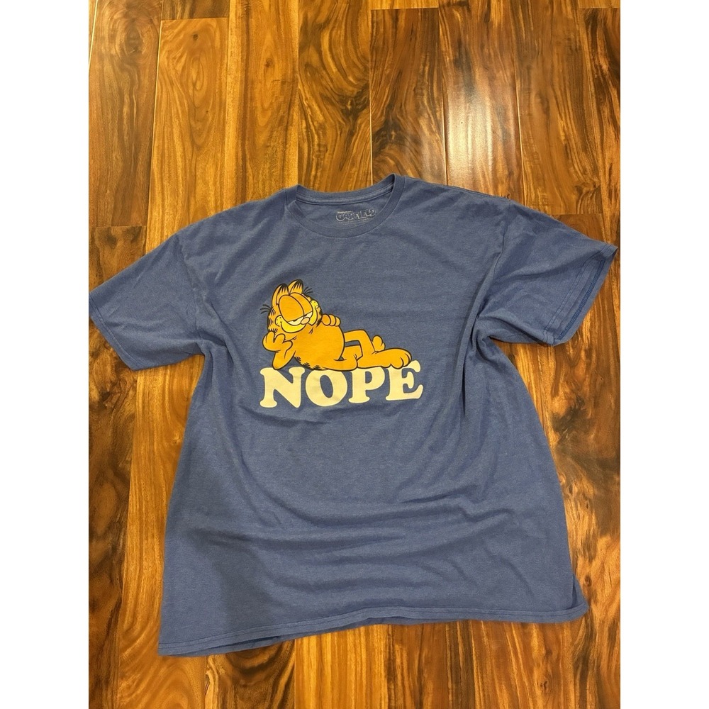 Garfield "NOPE" Graphic T-Shirt | Blue Heather Nickelodeon Lazy Cat Tee